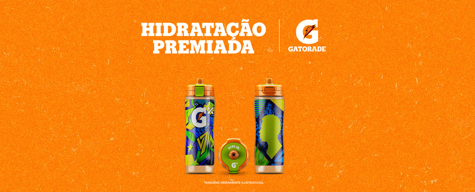 Concorra a Squeezes Gatorade + Vini Jr na promoção 'Hidratação Premiada!'; cadastre-se já