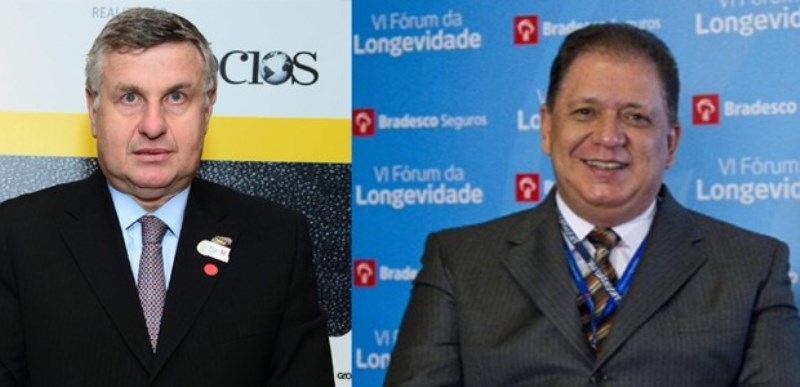 Marco Antônio Rossi, Presidente da Bradesco Seguros, e Lúcio Flávio de Oliveira, Presidente do Bradesco Vida e Previdência - Arquivo Globo