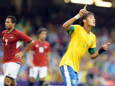 Neymar comemora o terceiro gol da equipe brasileira -