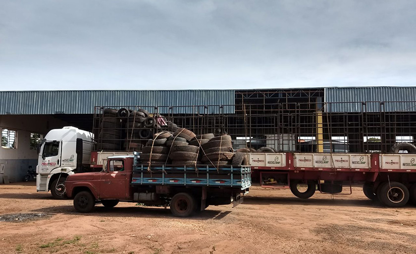 Empresa recolhe pneus velhos para reciclagem em Campo Grande - Lucas dos Anjos/JP