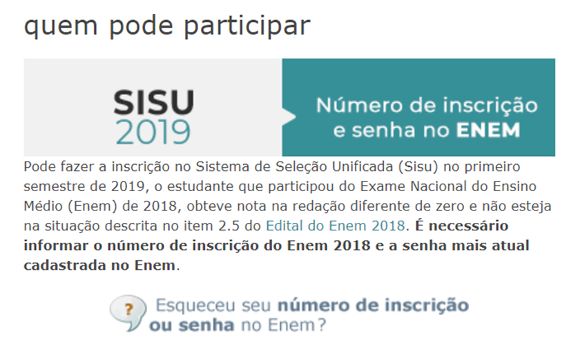 Edital do Sisu permite que os candidatos se inscrevam em até duas opções de vaga - Reprodução