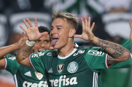 Róger Guedes comemora gol marcado aos seis minutos de jogo - Cesar Greco/Agência Palmeiras