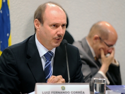 O diretor do Departamento de Polícia Federal, Luiz Fernando Corrêa, participa de audiência na CCJ do Senado sobre o tráfico de drogas da Bolívia para o Brasil -