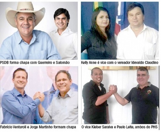 Candidatos a prefeito com seus respectivos vice - Fotomontagem/JP