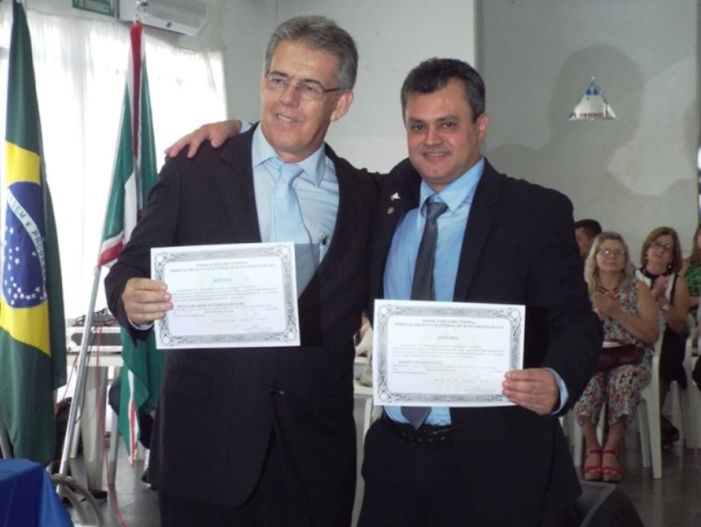 Ronaldo Miziara e o vice César Leal Garcia (PSB), durante a diplomação realizada nesta semana