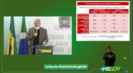Geraldo Resende destacou durante a live deste sábado que os casos seguem crescentes no Estado, o que preocupa a Secretaria de Saúde - Reprodução live Facebook Geraldo Resende destacou durante a live deste sábado que os casos seguem crescentes no Estado, o que preocupa a Secretaria de Saúde - Reprodução live Facebook