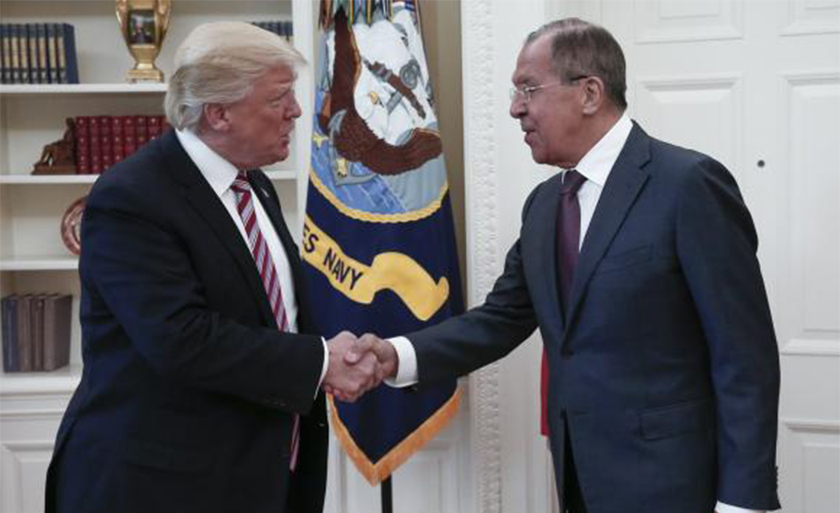 Sergeyi Lavrov, na foto em encontro com Trump, considera inaceitável o uso da força pelos EUA na Venezuela - Agência Lusa/Russian Foreign Ministry/Divulgação/Arquivo