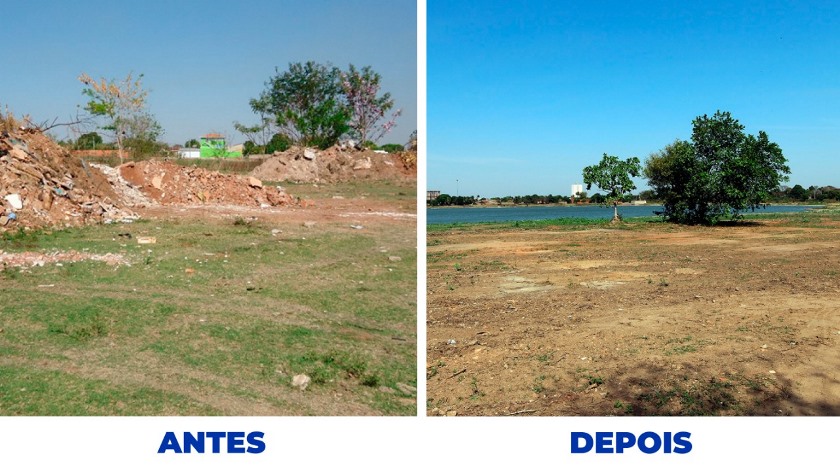 2ª Lagoa antes e depois da limpeza - Divulgação /prefeitura