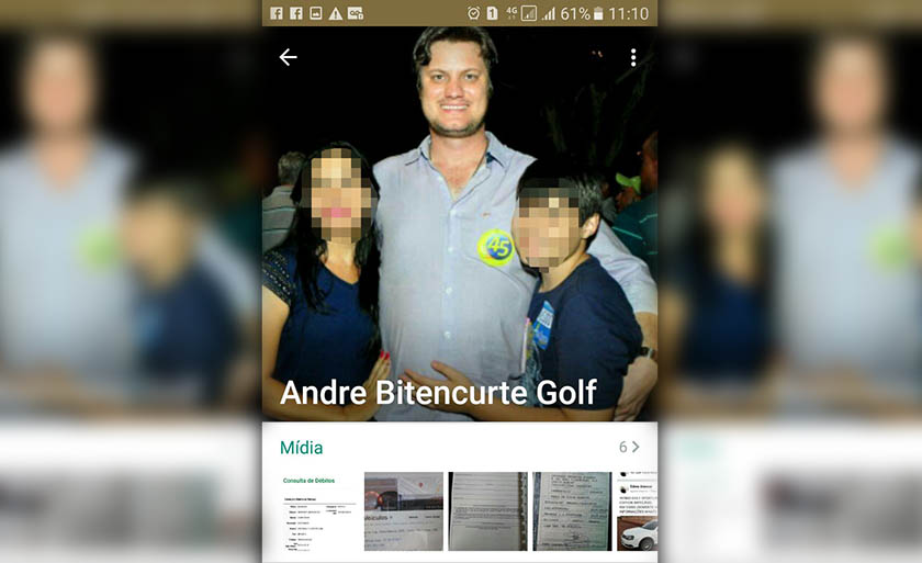 Impostor utilizou foto do vereador e família em seu perfil na internet - Reprodução/Whatsapp