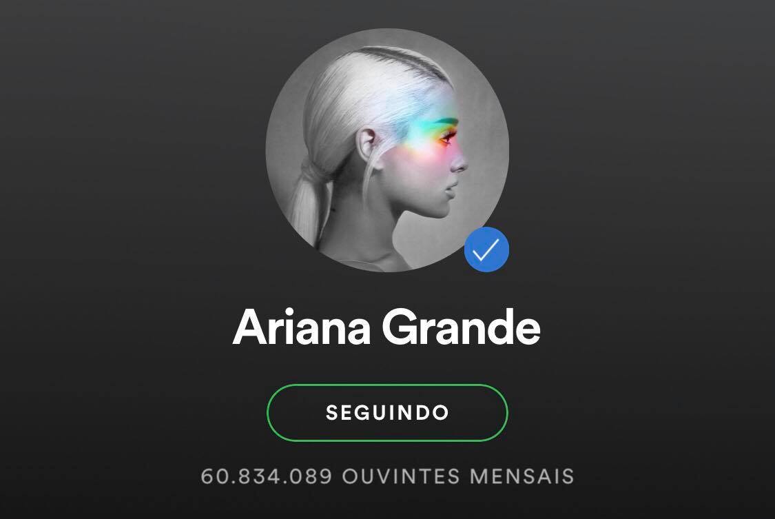 Ariana Grande quebra novo recorde no Spotify