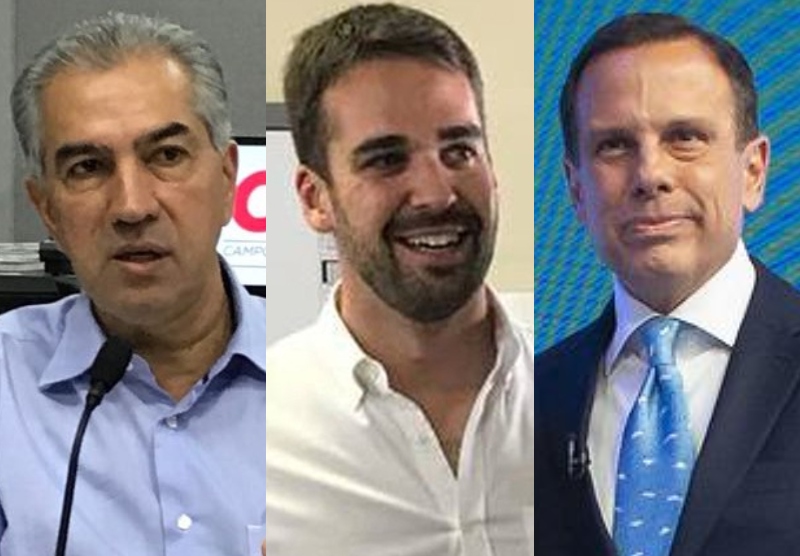 Reinaldo Azambuja (MS), João Doria (SP) e Eduardo Leite (RS) - Montagem/CBN