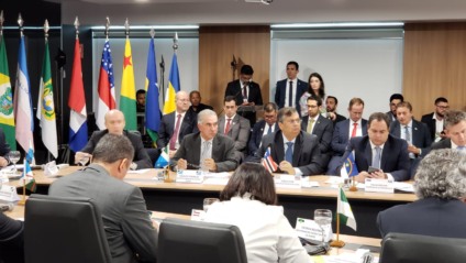 Reinaldo Azambuja na reunião do Fórum dos Governadores discutindo a Lei Jandir, Fundeb, reforma da Previdência e buscando mais recursos para os estados e municípios. - Márcia Paravizzi/CBN CG