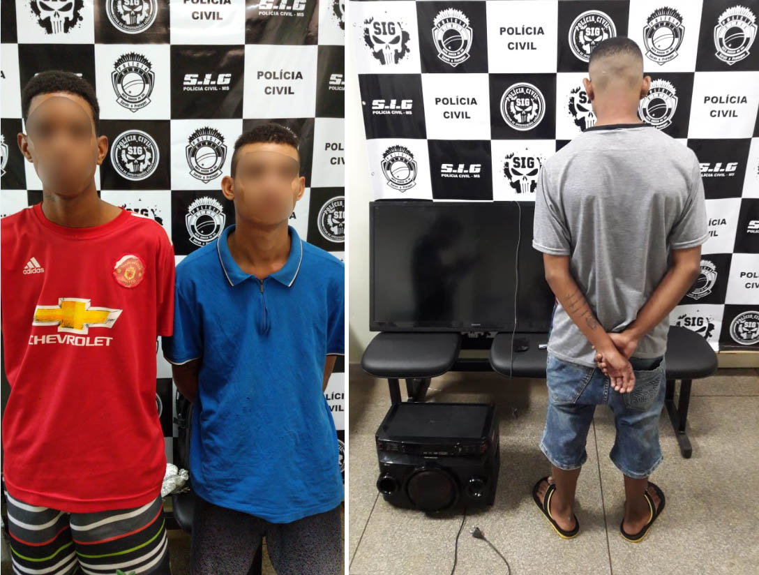 Com o trio foi encontrado os objetos e dinheiro furtados - Divulgação/PC