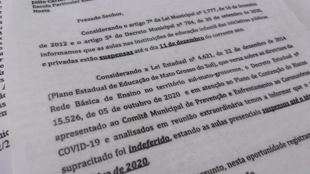 As aulas presenciais suspensas até o término do ano letivo de 2020 - Talita Matsushita/JPNEWS