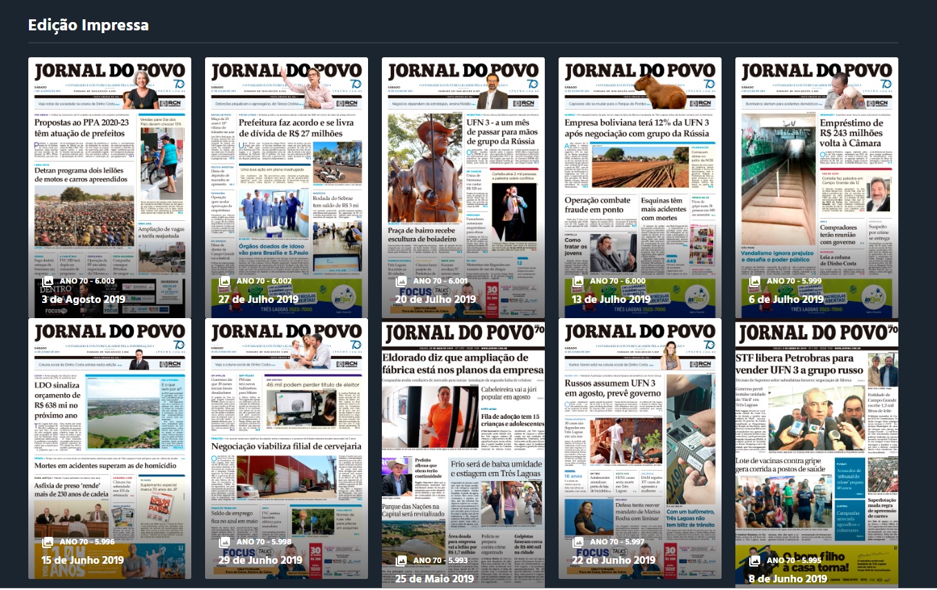 Edições digitais disponibilizadas no JPNews - Reprodução