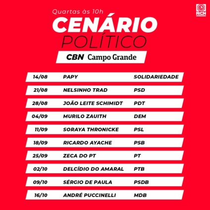 Confira os entrevistados de cada quarta-feira, às 10h, no programa CBN Campo Grande - Divulgação