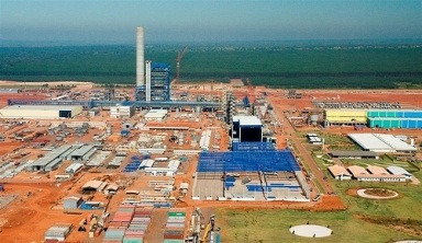 Vista aérea da fábrica de celulose da Eldorado em Três Lagoas na fase das obras civis -