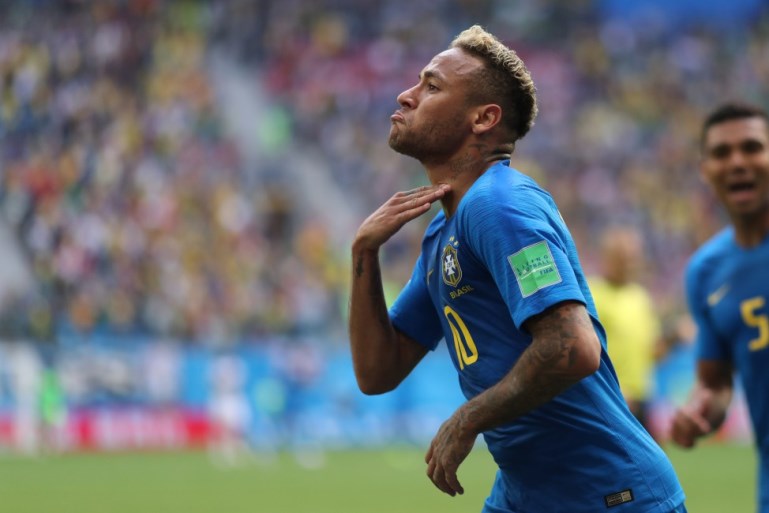 Jogador faz gesto para a torcida, após marcar seu primeiro gol na Copa, ontem, contra a Costa Rica - Lucas Figueiredo/CBF