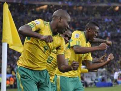 Sul-africanos dançam depois de marcar contra o México - Sul-africanos dançam depois de marcar contra o México -