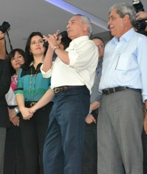 Simone Tebet,  Michel Temer e André Puccinelli durante evento em MS - Arquivo/Pontaporainforma