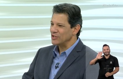 Fernando Haddad, candidato do PT, no Roda Viva - Reprodução