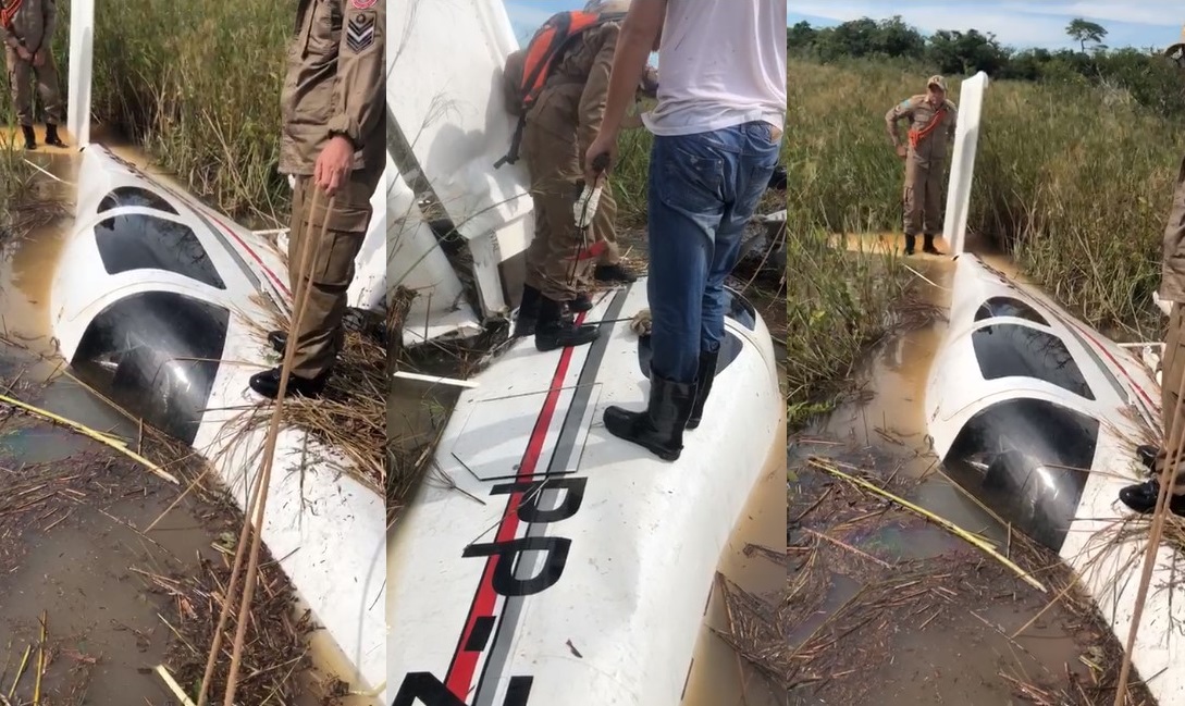 Quem comunicou a polícia sobre o acidente foram moradores da região do Parque do Invinhema, onde o avião sofreu a queda. - Divulgação