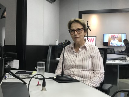 Minstra da Agricultura Tereza Cristina em entrevista na rádio CBN Campo Grande - Israel Espíndola/CBN