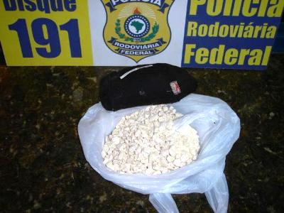 A droga estava escondida em sacos plásticos -