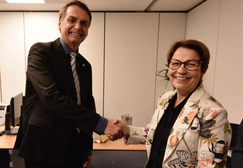 Jair Bolsonaro e Tereza Cristina se reuniram nesta quinta-feira para alinhar os planos no futuro governo - Divulgação