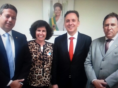 Deputado federal Arthur Lima (PP-AL), prefeita Marcia Moura, ministro Aguinaldo Ribeiro e secretário Edson Giroto -