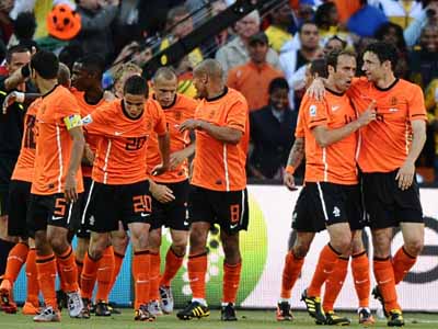 Jogadores da Holanda comemoram o gol - Jogadores da Holanda comemoram o gol -