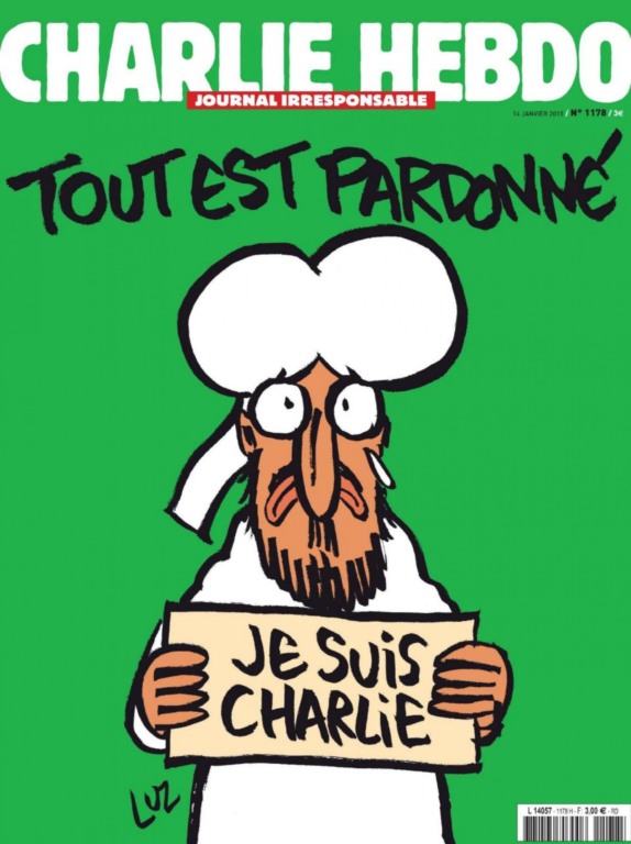 Uma semana depois do atentado, o Charlie Hebdo lançou uma edição preparada pelos sobreviventes do ataque terrorista, que vendeu o recorde de 7,5 milhões de cópias - Internet