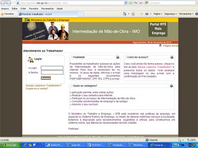 Site do MTE à disposição do trabalhador - Site do MTE à disposição do trabalhador -
