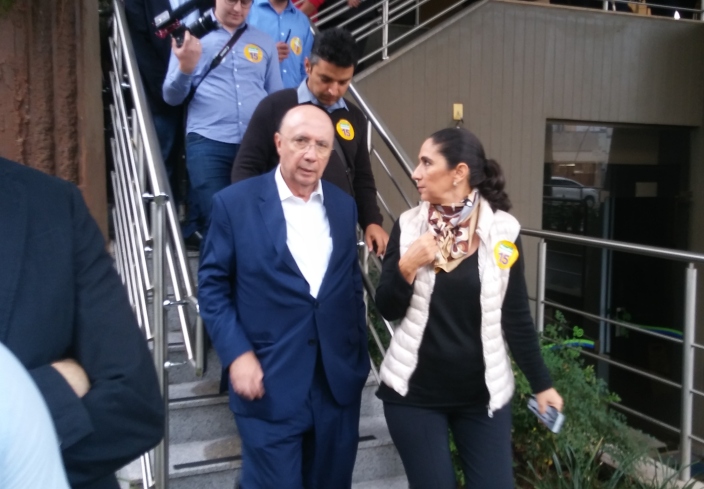 Meirelles após sair do encontro promovido pela Fiems, Famasul, Fecomércio, Faems, Amems e FCDL na capital - Ronie Cruz/CBN