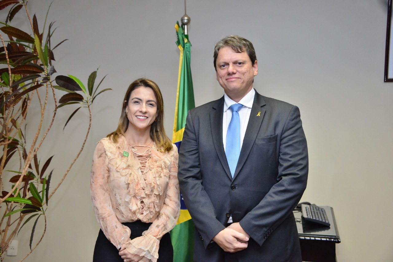 Senadora Soraya Thronicke em reunião com o ministro da Infraestrutura, Tarcísio de Freitas - Divulgação