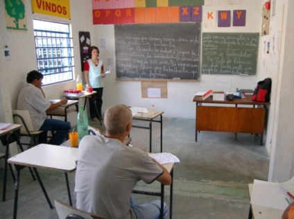 Sala de aula da escola que funciona no presídio -