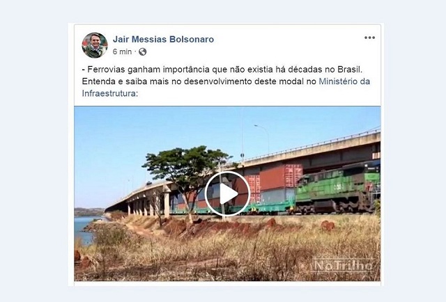 Bolsonaro usou sua rede social para apresentar Ferronorte aos seguidores - Reprodução/Redes sociais/Jair Bolsonaro