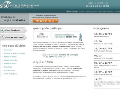 O site oficial do Sisu divulgou calendário e oferta de vagas nesta segunda-feira (11) -