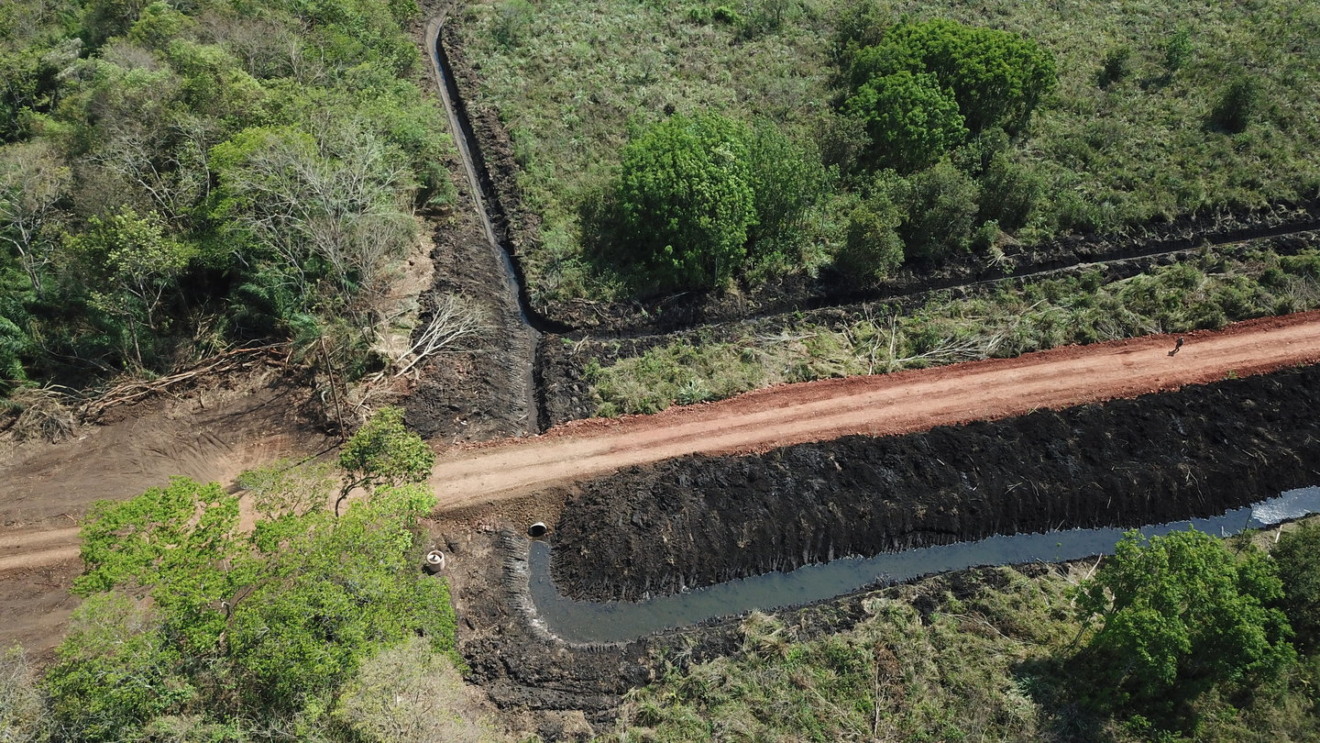 O homem foi autuado por abrir estrada em área protegida, exploração de madeira e construção de drenos em brejo em área de assentamento - Divulgação/PMA