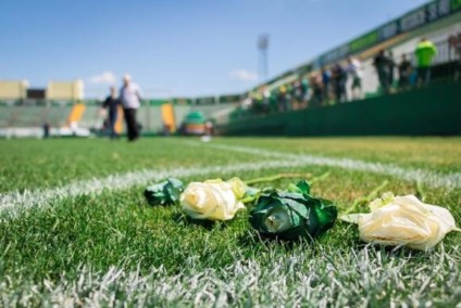 Flores deixadas no campo, na Arena Condá - Daniel Isaia/Agência Brasil
