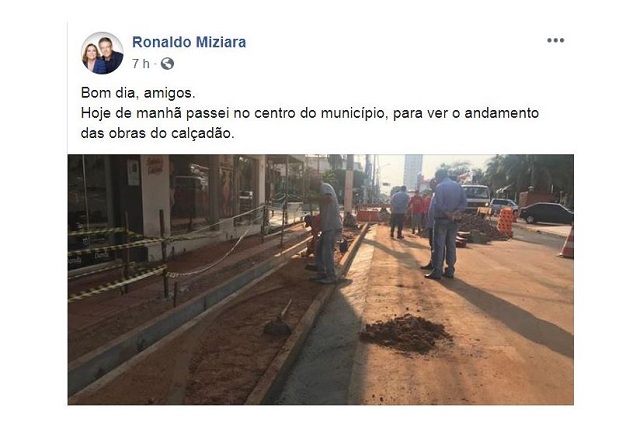 Após vistoriar a exeucação das obras, Ronaldo visitou estabelecimento comercial e tomou café - Reprodução/Redes sociais