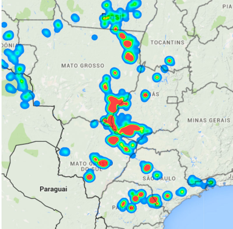 Três Lagoas está em área de alta atividade elétrica, aponta Inpe -  Ilustração/Mapa de Raios