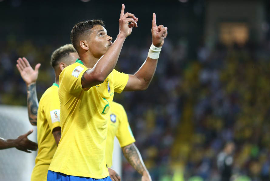 Thiago Silva comemora gol contra a Sérvia, na classificação - Cedida