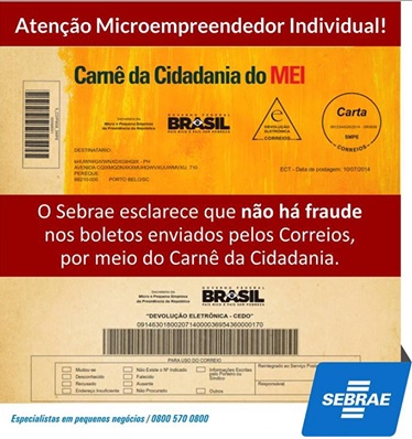 Sebrae esclarece boatos sobre Carnê da Cidadania do MEI - Divulgação