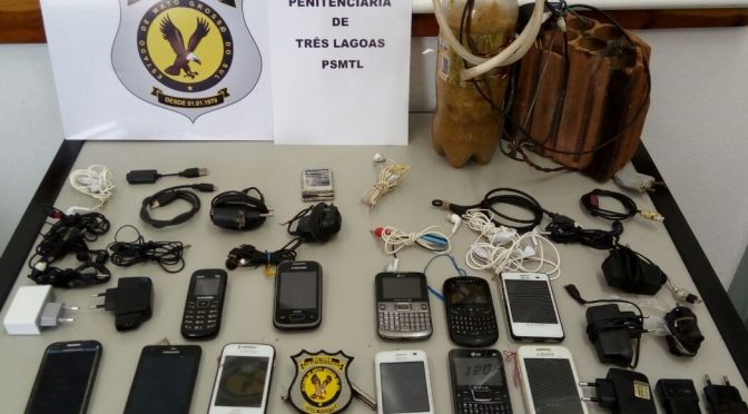 Celulares apreendidos no Presídio de Segurança Média de Três Lagoas  - Divulgação/Agepen