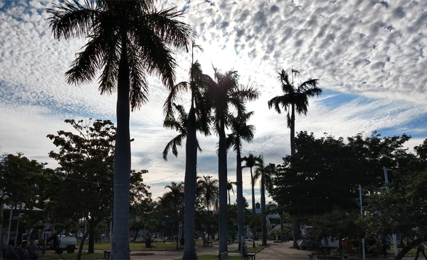 Céu de Três Lagoas registrado, as 7h, na praça Senador Ramez Tebet - Danielle Leduc