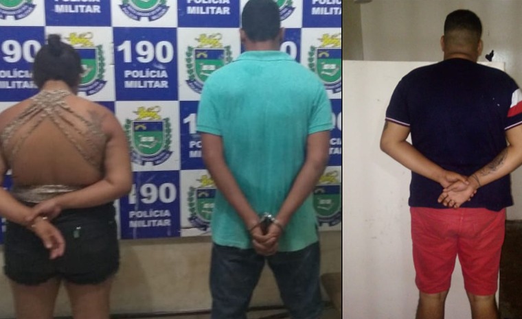 Trio é preso por policiais militares suspeitos de terem assaltado loja de produtos de limpeza - Imagem cedida