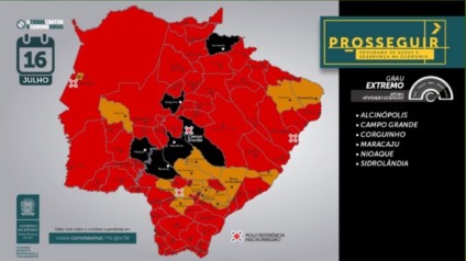 Nenhum município de MS apresenta claissifcação verde. Seis estão receberam bandeira preta, de risco com grau extremo. - Reprodução/Facebook