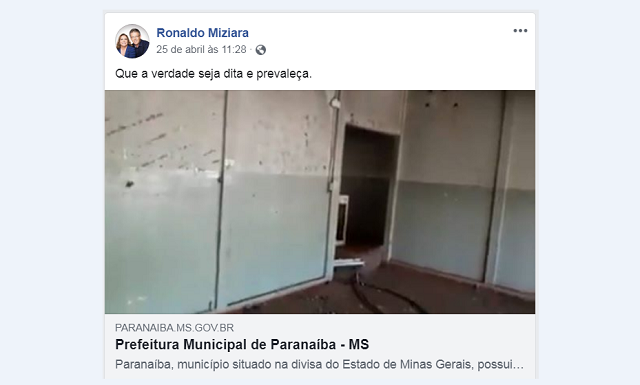 Equipamentos sucateados custam menos que disseram e prédio é um depósito, garante nota publicada pelo prefeito - Rede social