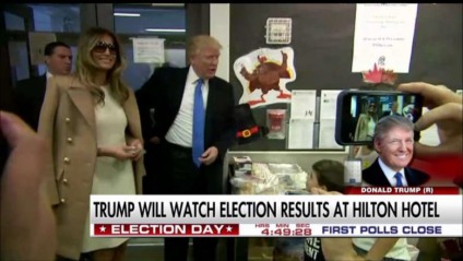 Presidente eleito deixa local de votação, na manhã desta terça - Reprodução/Fox News